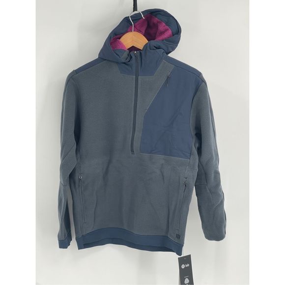 Lululemon Lab Jacket Siffra Hybrid 1/2 Zip Wool Blend Gray Blue Hooded New - Picture 1 of 14